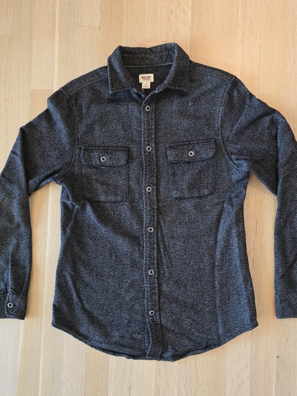 Mossimo Men's Small Black/Grey Herringbone Long Sleeve Button Down Shirt